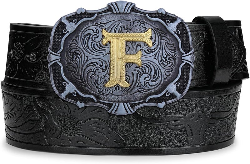 Btilasif Store Kids Western Cowboy Texas Rodeo Belt Buckle for Boys Girls, Initial Letters A to Z Belt Buckles for Men - Image 2